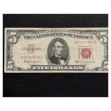 1963 Red Seal $5 Dollar Bill