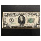 1928 B Green Seal $20 Dollar Federal Reserve Note