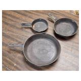 Lot of 3 Old Cast Iron Frying Pans - One Has an 8 Y Stamped on it