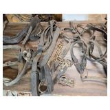 Large Lot of Leather Horse Straps, Harnesses, Bits Etc