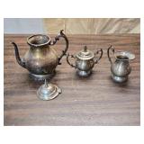 Vintage National Silver on Copper Tea, Cream and Sugar Set