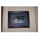 Framed Liz Mitten Ryan Artwork: Two Wolves in Nature