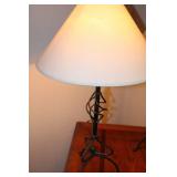 Pair of Iron Table Lamps with Fabric Shades