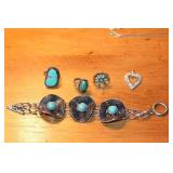 Mixed Jewelry Lot with Turquoise Accents, Watch, and Trinket Dish