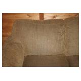 Beige Upholstered Couch with Nailhead Trim