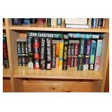 Large Collection of Books by Various Authors with Wooden Bookshelf