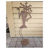 Sassy Lady Iron Garden Art Statue, signed