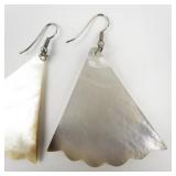 Mother Of Pearl Base Metal French Wire Earrings .