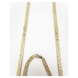 Vintage Textured Flat Gold Tone Base Metal Chain Necklace & Bracelet/Anklet .