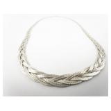 MILOR Woven Sterling Silver Herringbone Necklace.