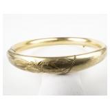 Carl-Art  Etched Yellow Plated Base Metal Bangle.