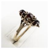 Bryant & Co  Antique 3 Round Cut Garnet 10K . Size 6.25