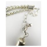 Jay King  Pistachio Green Freshwater Pearl Sterling Silver Cross Pendant Necklace.