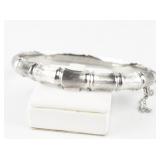 CPS Jewellery Company (Great Britain)  Textured Bamboo Design Sterling Silver Hinged Bangle.