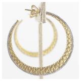 Andrea Ventura  Textured Two-Tone Sterling Silver Hoop Earrings .