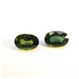 Pair of NATURAL GREEN SAPPHIRES1010 - 1.1ct. Oval brilliant cut