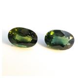 Pair of NATURAL GREEN SAPPHIRES1010 - 1.1ct. Oval brilliant cut