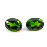 Pair of CHROME DIOPSIDE - 1.72ct. Oval brilliant cut