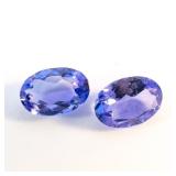 Pair of TANZANITES - 0.81ct total weight - Oval brilliant cut