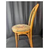 Pair of Vintage Wood Chairs with Upholstered Seats