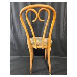 Pair of Vintage Wood Chairs with Upholstered Seats