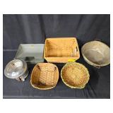 Vintage Household Items and Baskets Lot