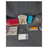 Mixed Lot of Home and Office Items Including Clocks, Decorative Pieces, and Electronics