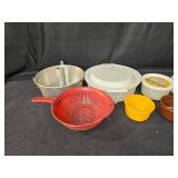 Assorted Kitchen Containers and Colander Lot