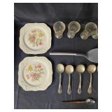 Collection of Homer Laughlin Plates, Rolling Pin, and Kitchenware