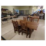 Rustic Wooden Dining Table with 6 Matching Chairs