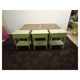 Set of 3 Light Green Wooden Nightstands