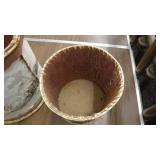 Lot of Three Decorative Birch Bark Baskets with One Metal Vase