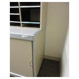 MAIL ROOM STORAGE CABINET WITH MOUNTED MOUNTED SORTER