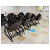 STEELCASE PLASTIC STACKING ARM CHAIRS WITH SLED STYLE BASE