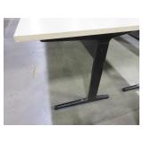 HERMAN MILLER LAMINATE TOP TABLES WITH BLACK METAL BASES