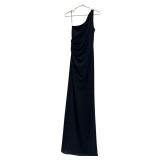 LAUNDRY by Shelli Segal Black One Shoulder Dress (Size 8) (63" Long) in Nice Condition - Shipping Available