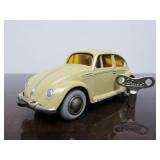 Vintage SCHUCO Micro-Racer Race Car w/Key - Light Yellow/Cream Volkswagen Yellow/Orange Windows