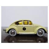 Vintage SCHUCO Micro-Racer Race Car w/Key - Light Yellow/Cream Volkswagen Yellow/Orange Windows