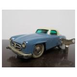 Vintage SCHUCO Micro-Racer Car w/Key - Greyish Blue & White Mercedes 190SL w/Blue Windows