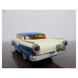 Vintage SCHUCO Micro-Racer Car w/Key - Blue & White FORD Yellow Windows w/Original Box