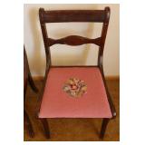 Vintage Duncan Phyfe Mahogany Style Chairs w/Floral Needlepoint Seat Pads...