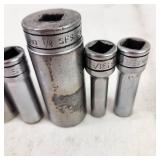 Lot Of Seven Snap-On Sockets Great Condition 6 Point Multiple Sizes