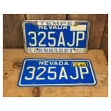 Pair Vintage Nevada License Plates with Rare "Earnhardt" Surround