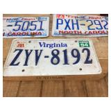 5 Vintage License Plates - Texas - Virginia - NC - Wisc