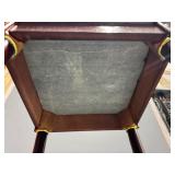 Mid 20th Century French Empire Style Brass and Wood Side Table with Green Marble Top.