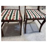 Pair of Vintage Green/Red Floral Stripe Padded Chairs