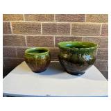 Beautiful Green/Brown Pottery Planters