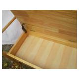 Light tone wooden entry bench with ...