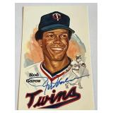 Rod Carew Autogtaphed Post Card, Limited Edition Numbered 03677/10,000 1991 Perez-Steele Galaries #207 Minnesota Twins Baseball