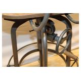 Industrial Adjustable Height Wood and Metal Bar Stool